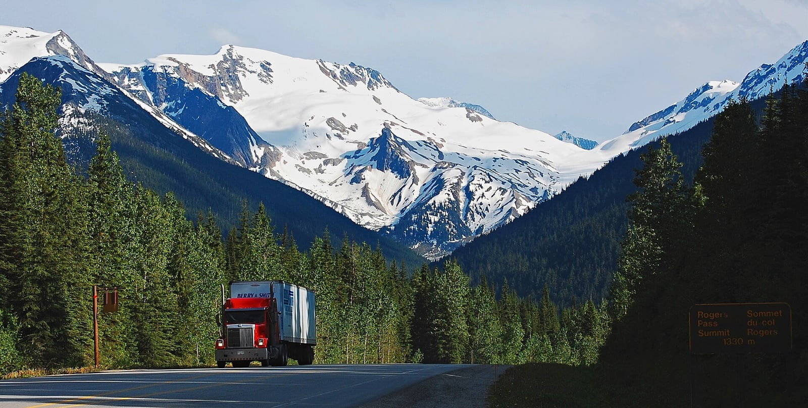 A panoramic view south from Rogers Pass toward Youngs Peak
