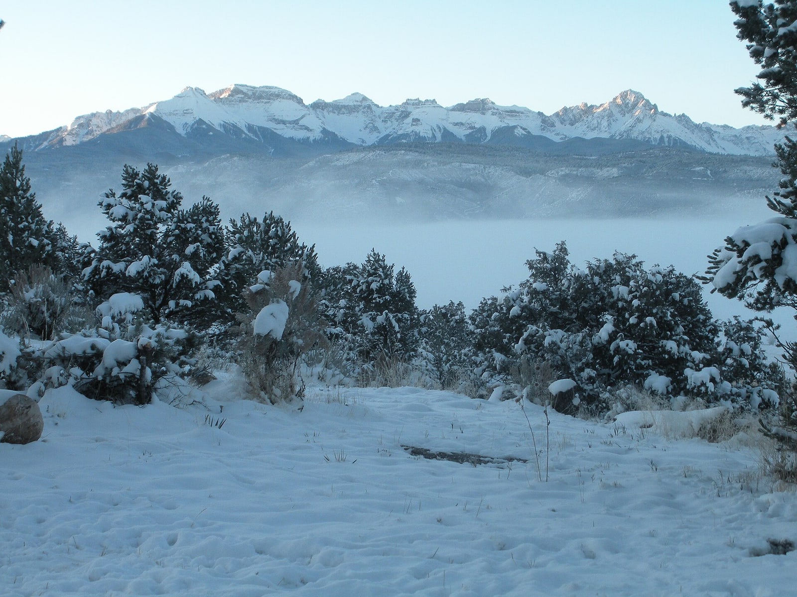 The snowy San Juan Mountains seen from Ridgway, Colorado