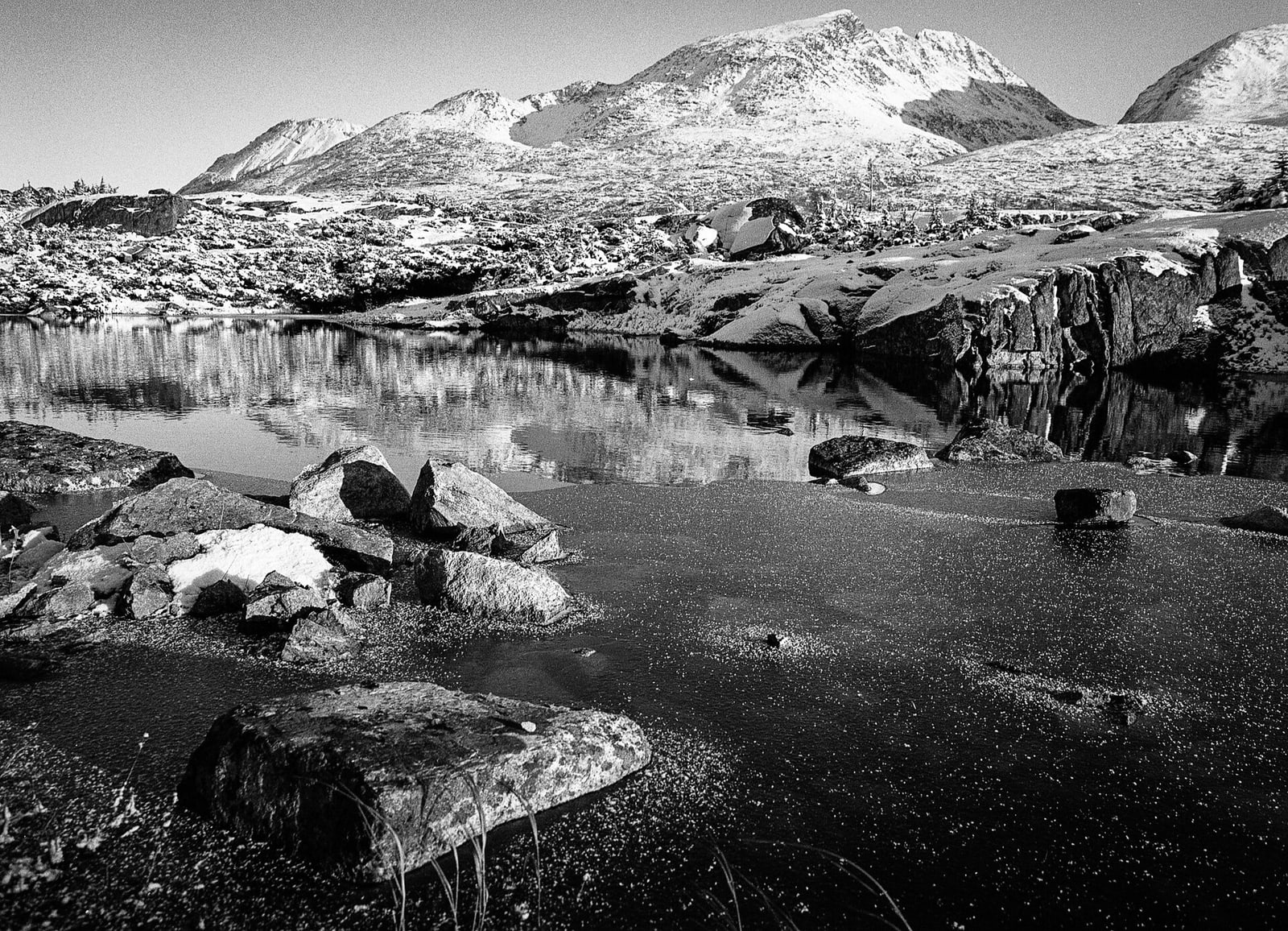Ice and snow forming in White Pass near Fraser, British Columbia